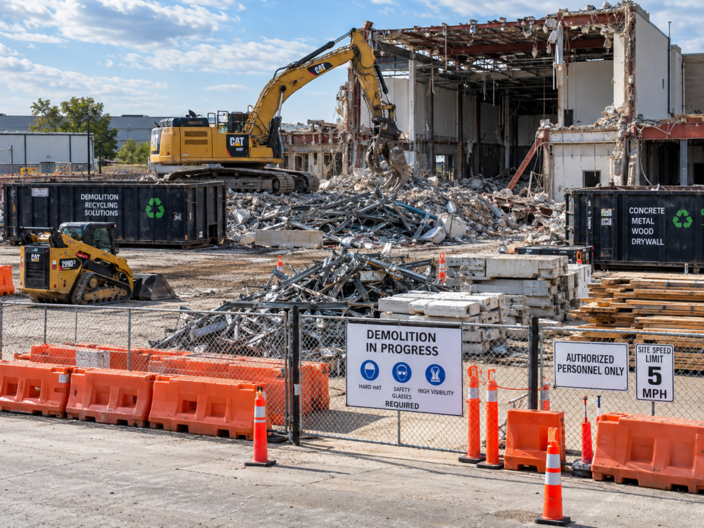 Organized demolition and recycling site